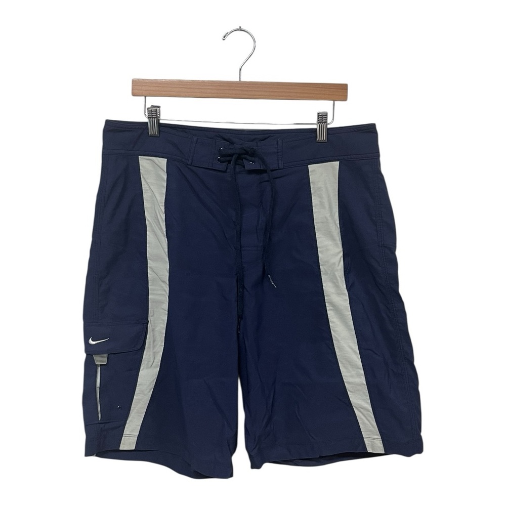 VTG Nike‎ Board Shorts Mens 36 Blue White Striped Trunks Pockets